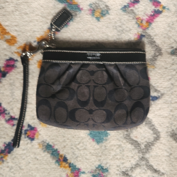 Coach Signature Black and Gray Clutch - Picture 1 of 9